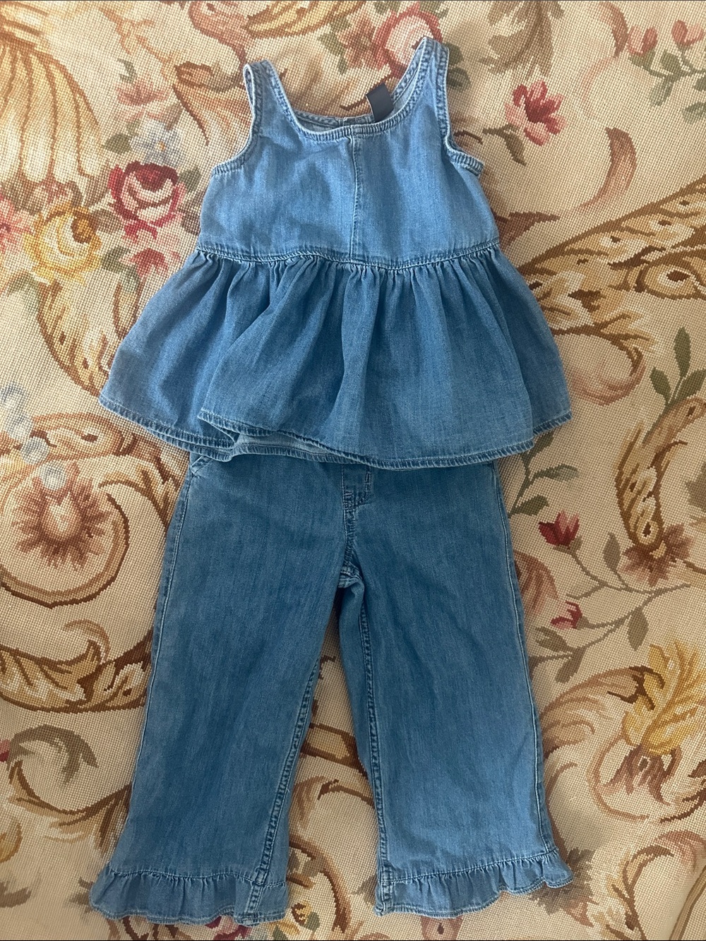 GAP Light Blue Denim Ruffle Jeans Set